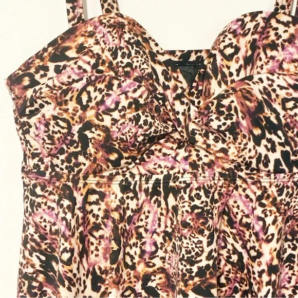 Torrid Plus Size 1X DD/DDD Swim Dress‎ Leopard Animal Print Bathing Suit